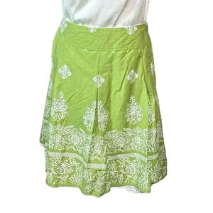 Talbots Spring Green White Garden Party Skirt with White Eyelet-Trimmed Lining